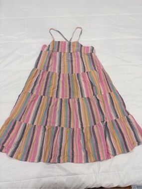 Cat & Jack Pink and Multi-Color Striped Tiered Sundress